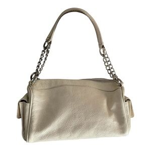 Express Y2K Off White Cream Leather Multi Pocket Shoulder Bag